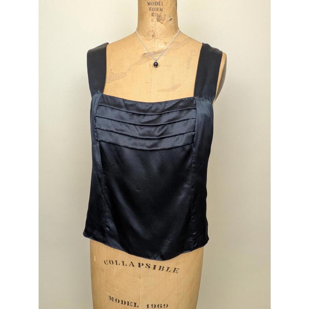 y2k black silk cami top
